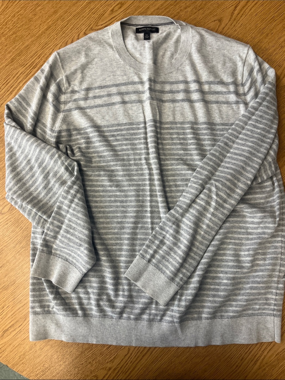 Banana Republic Light Gray Striped Crewneck Sweater